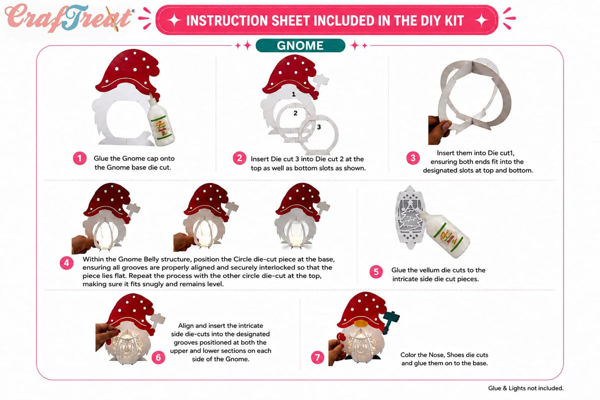 CrafTreat Gnome Paper Lantern DIY Christmas Craft Kit