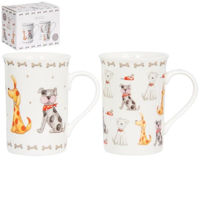 Lesser & Pavey Faithful Friends Dog China Mugs Set of 2 