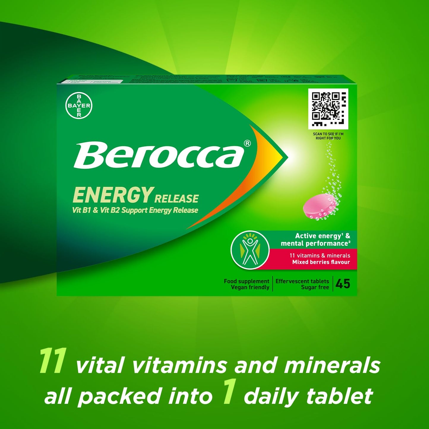 Berocca Vitamin C Effervescent Tablets 45 Pack Mixed Berries