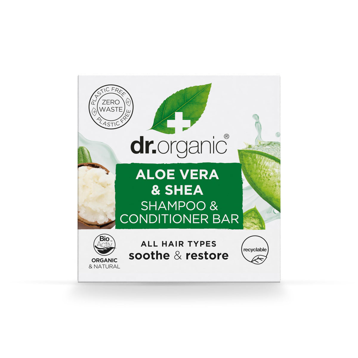 Dr Organic Aloe Vera & Shea Shampoo Conditioner Bar 75g Soothe & Restores