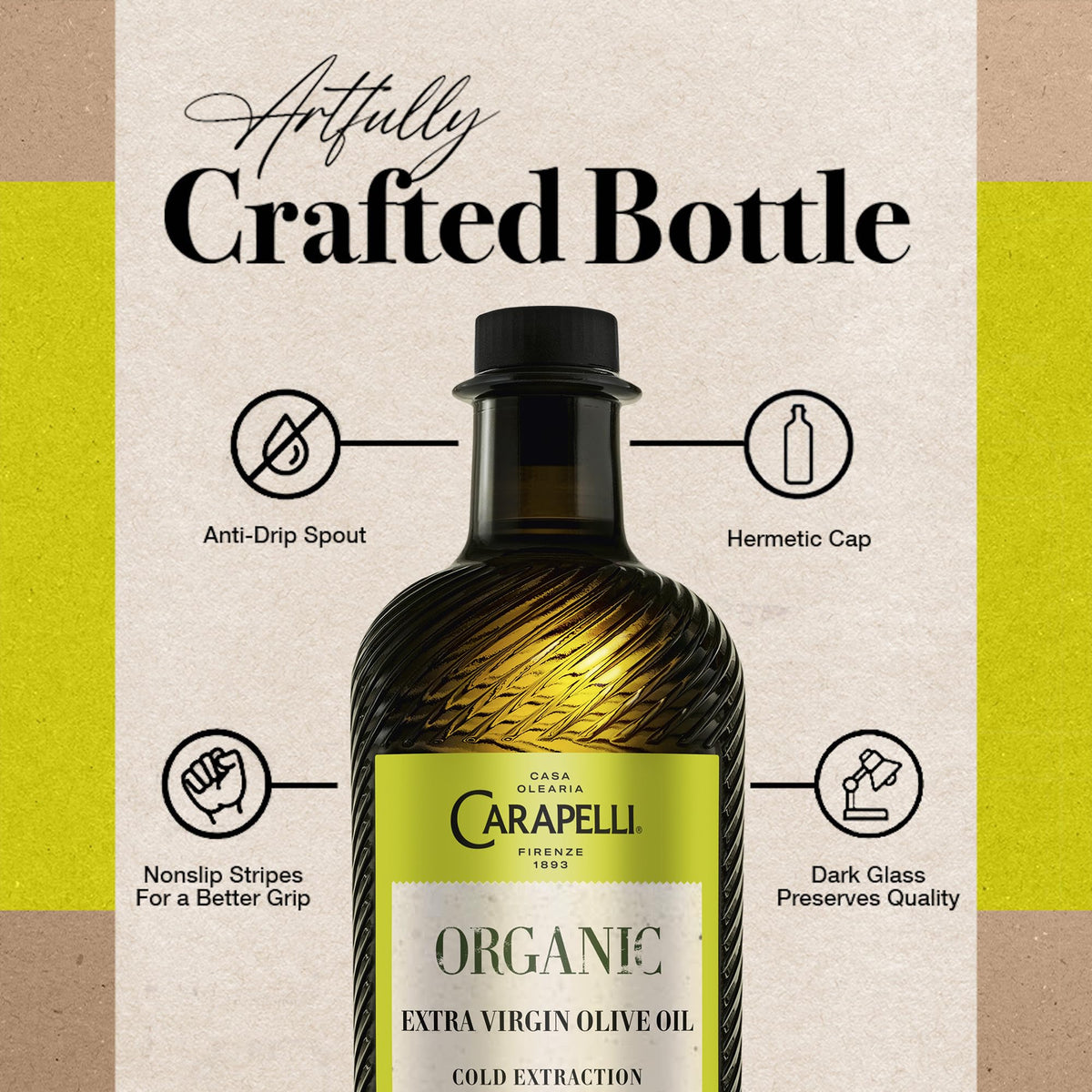 Carapelli Organic Extra Virgin Olive Oil 500ml - (Pack of 6) - BB 08/2026