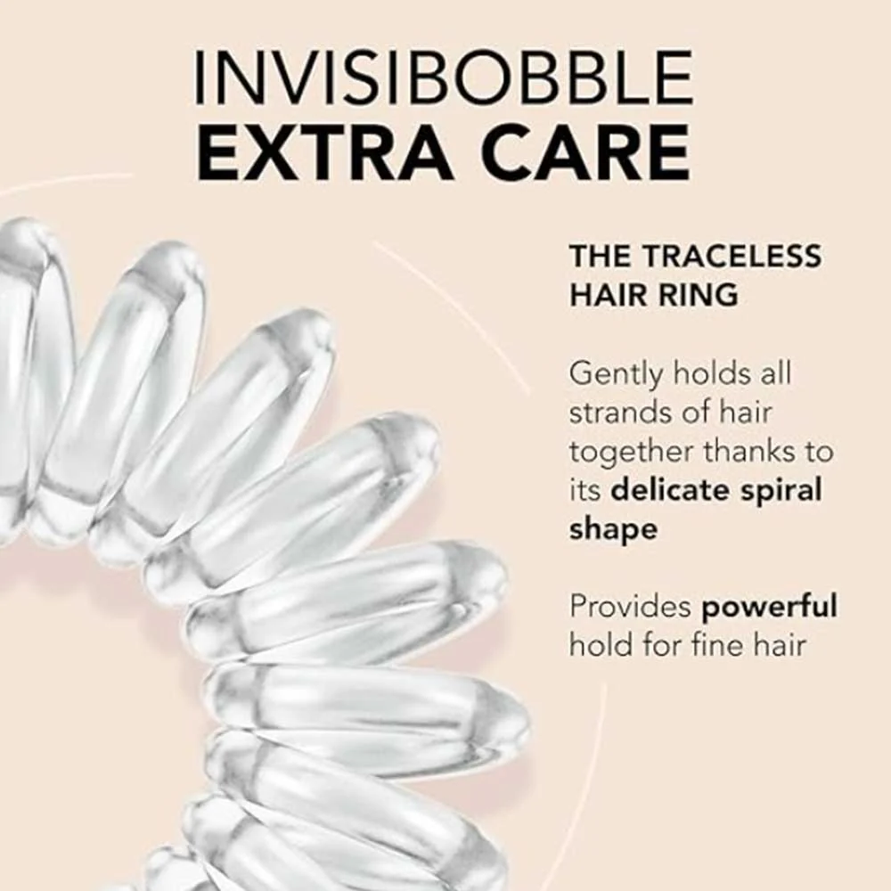 INVISIBOBBLE Original Clear Hair Tie 3 x 3 Pack Spiral Traceless Strong Hold Hair Rings