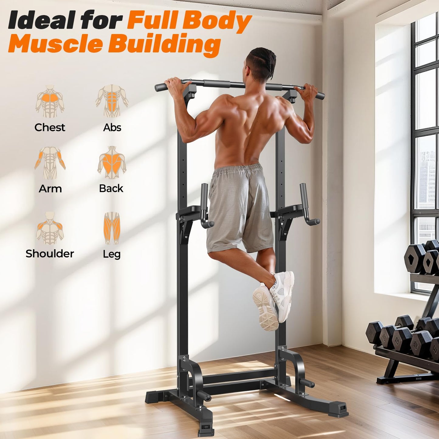 Sportsroyals Power Tower Dip Station Pull Up Bar 204kg Home Gym
