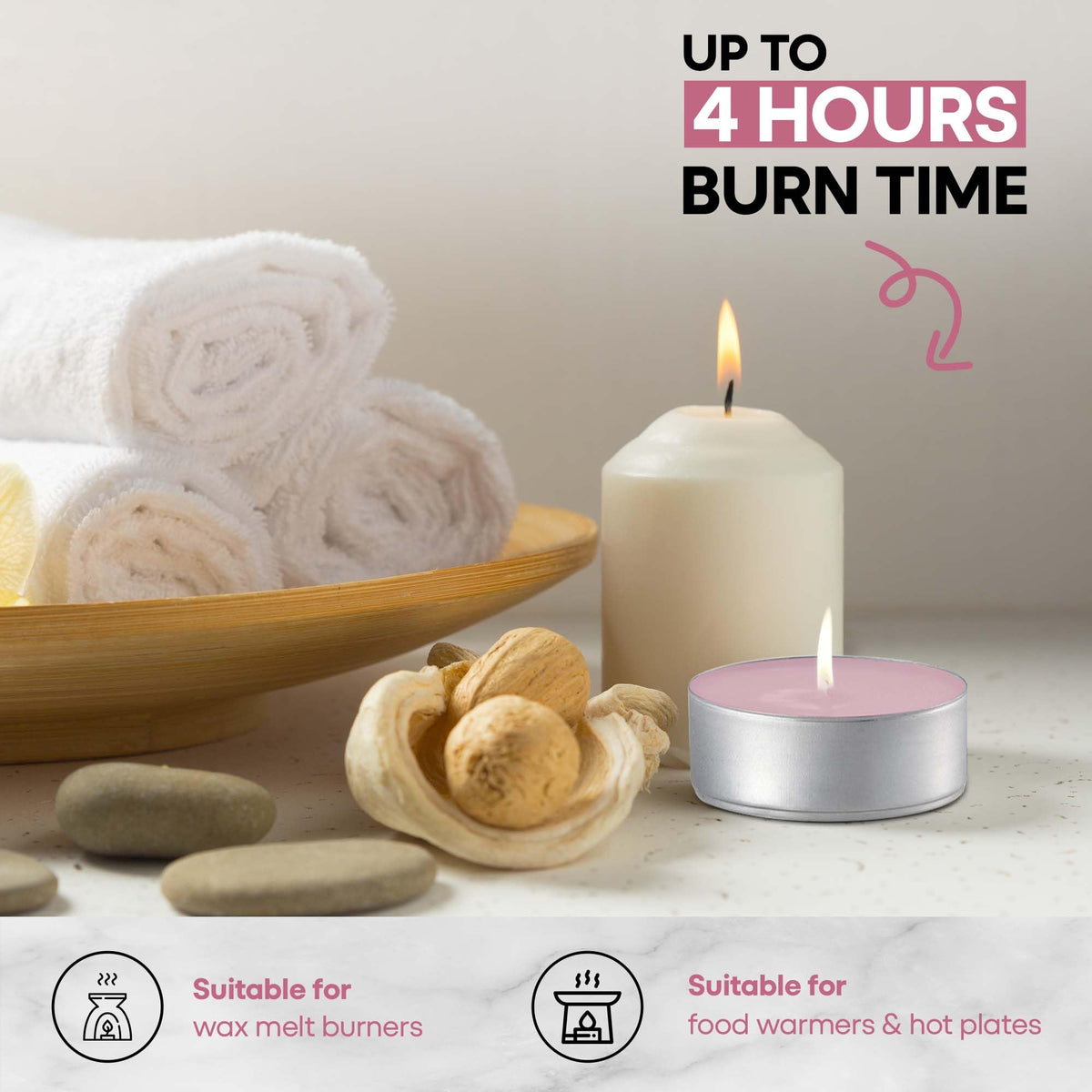 Price's Candles Petali Rose Scented Tealights 25 Pack, 4-5 Hour Burn Time