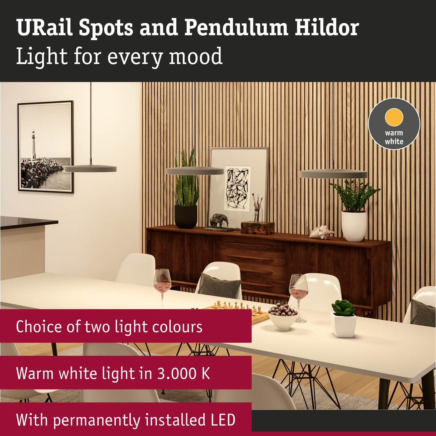 Paulmann Hildor URail LED Pendant 15W 3000K Chrome Matt Dimmable