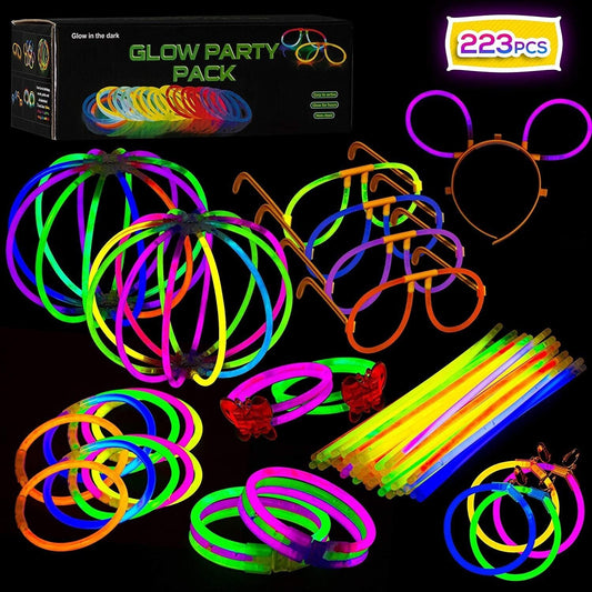 Glow Sticks Party Pack, 233pcs DIY Glasses, Headband Kit