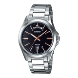 Casio MTP-1370D-7A2VDF 40mm Stainless Steel Silver Watch & Black Dial