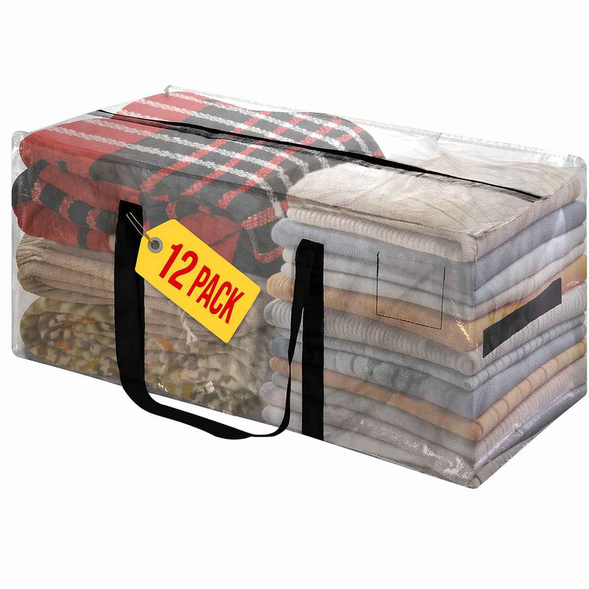 12 Pack 90L Heavy Duty Moving Bags/Storage Totes, Water-Resistant Packing Bags - 74 x 36cm 
