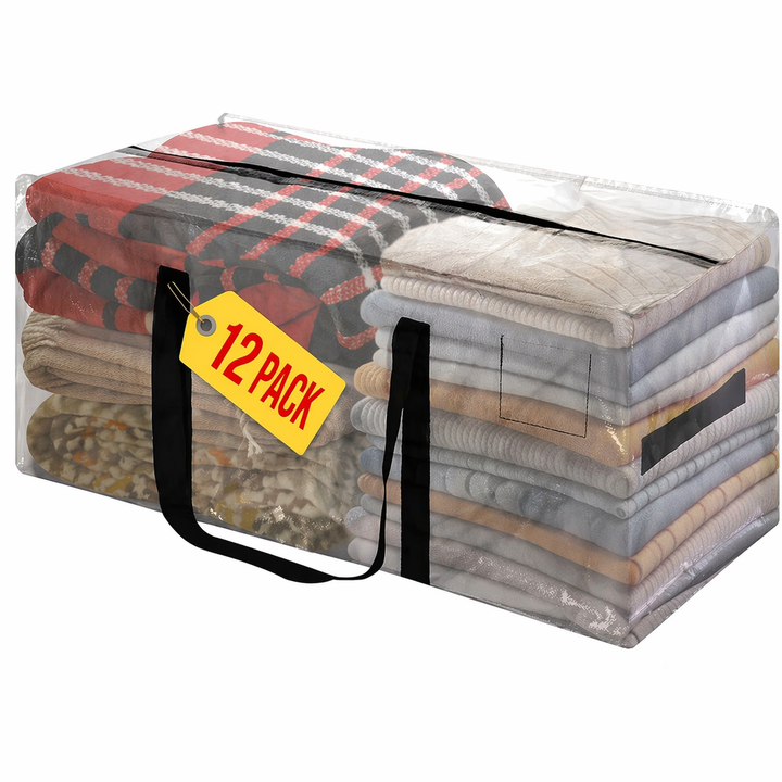 12 Pack 90L Heavy Duty Moving Bags/Storage Totes, Water-Resistant Packing Bags - 74 x 36cm 