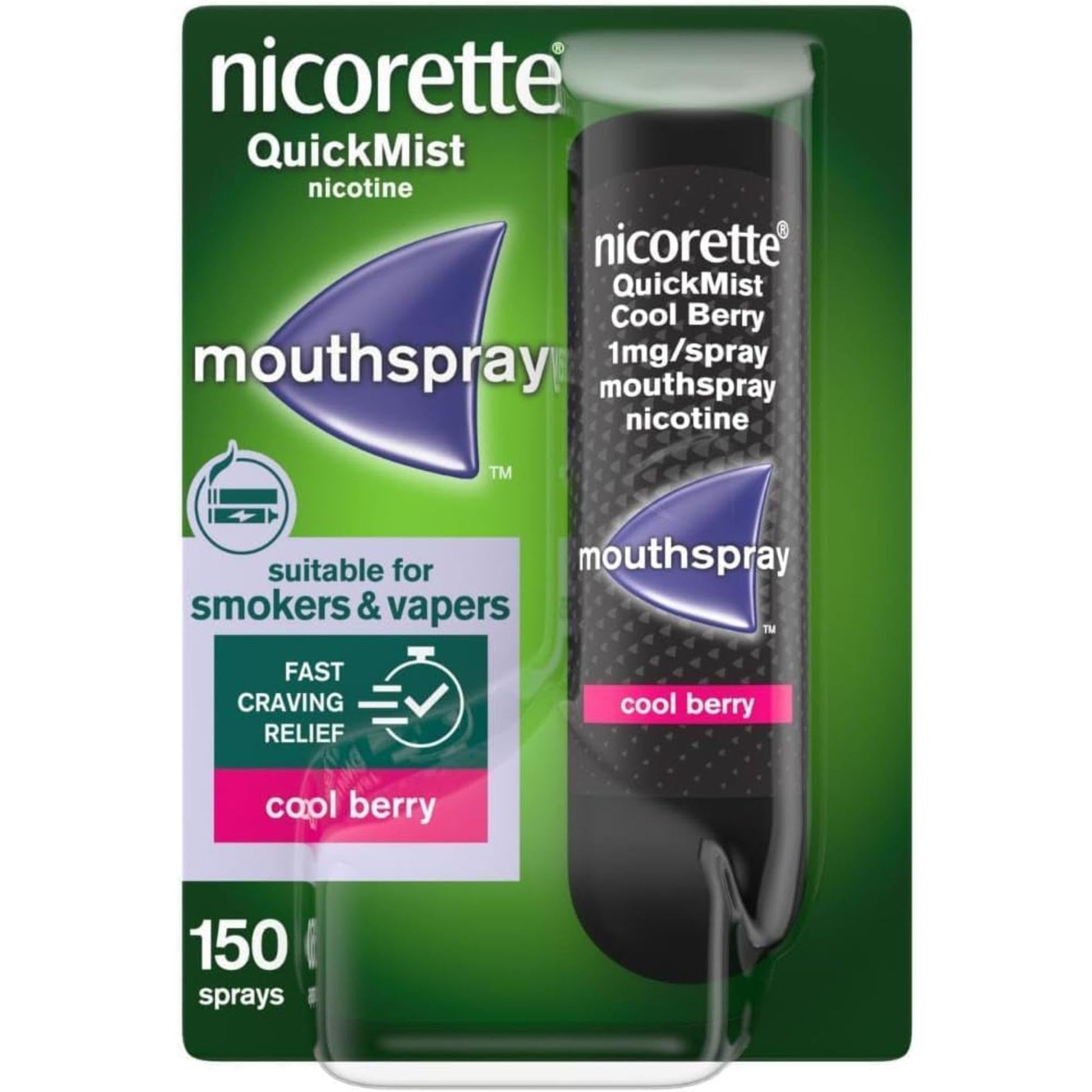 Nicorette QuickMist Cool Berry Mouthspray 1x150 Sprays Quit Smoking Aid