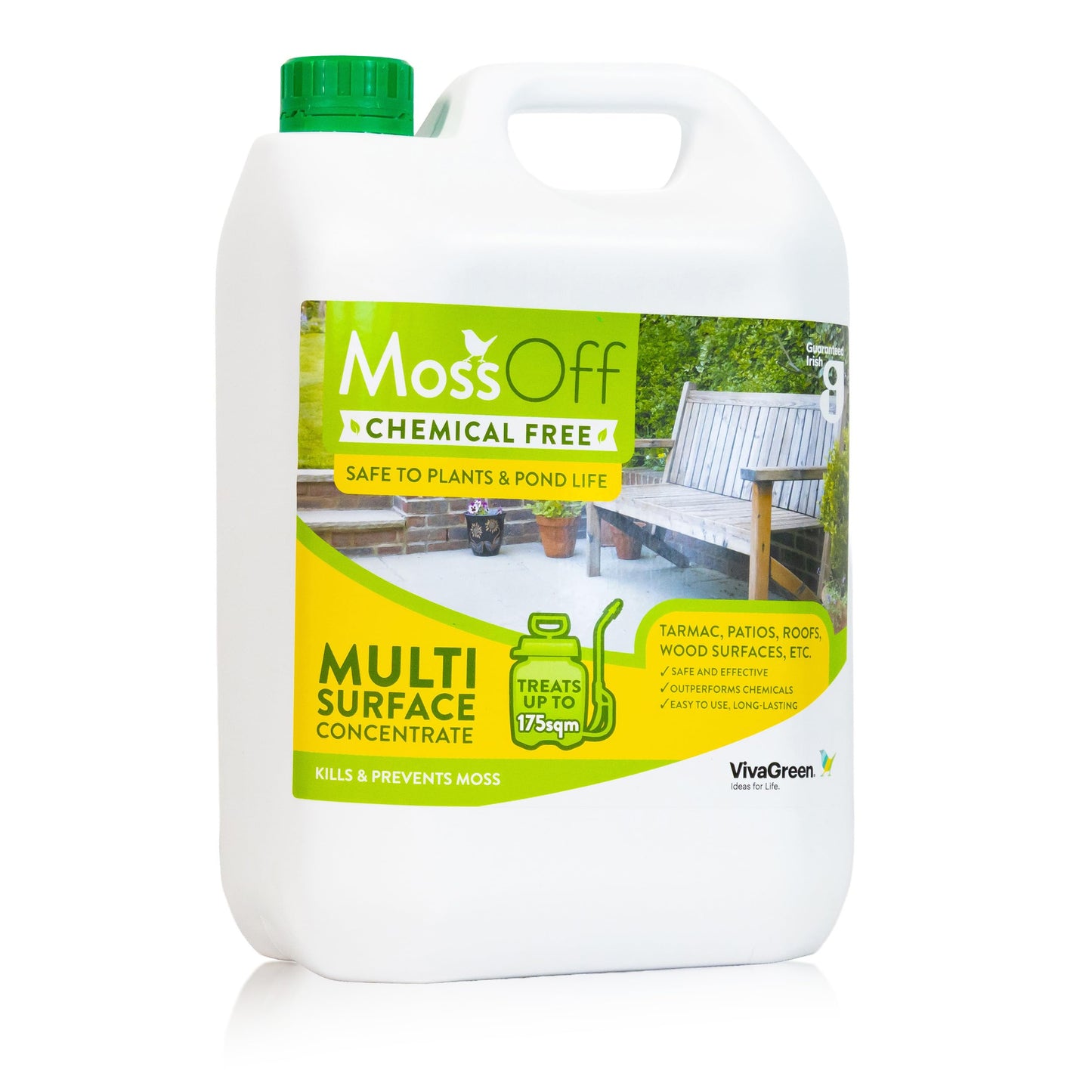 MossOff Multi Surface Moss & Algae Killer 5L Concentrate, Safe to Plants/Pond Life