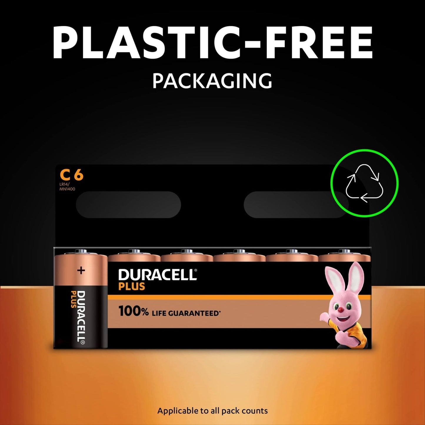 Duracell Plus C Batteries 4 Pack - Alkaline 1.5V - MN1400