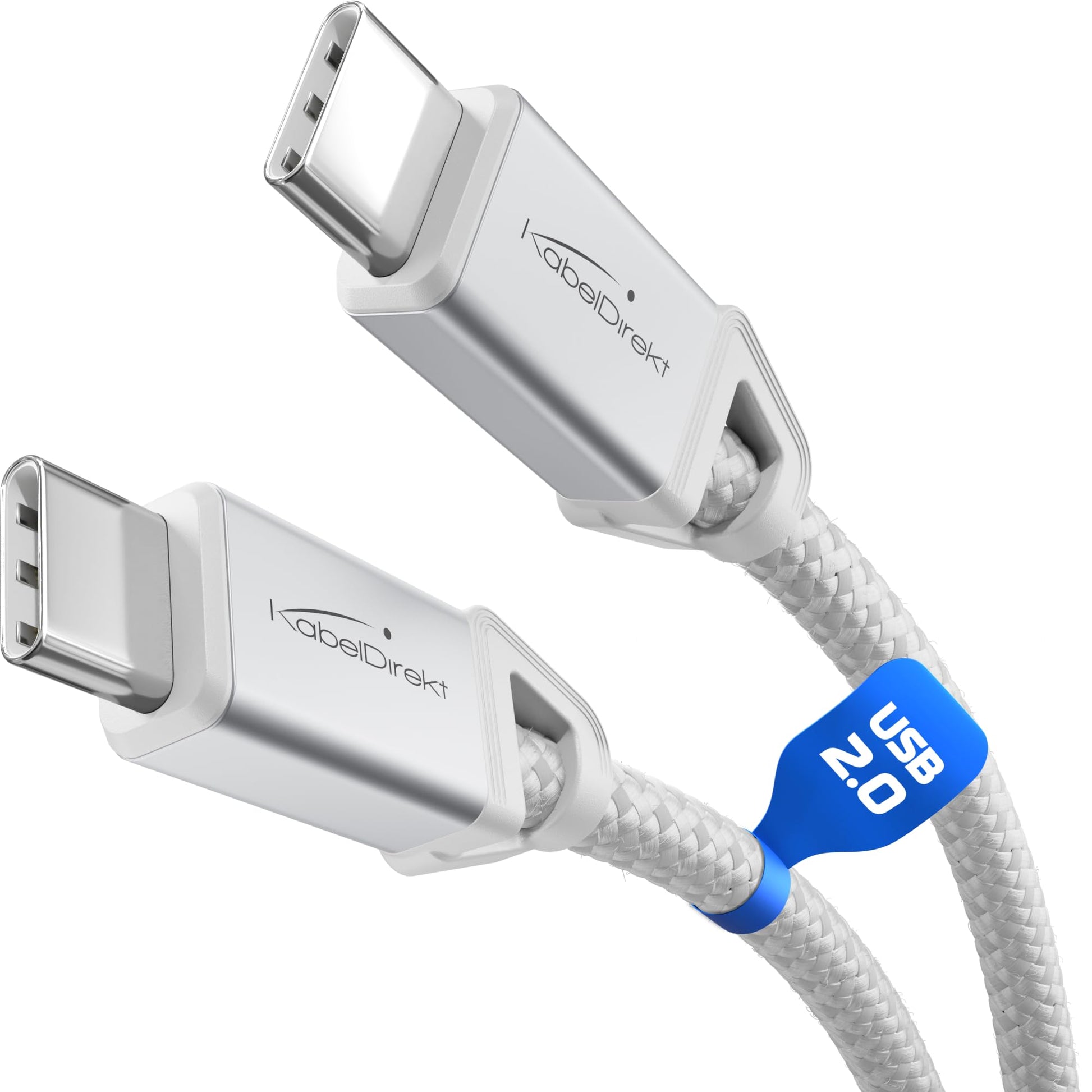 KabelDirekt USB-C Cable 2x2m Fast Charging 60W Nylon Braided