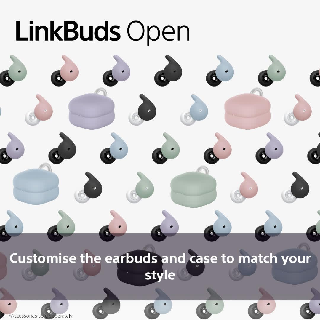 Sony LinkBuds Open Case Cover - Ash Pink with Easy Clip-On Ring