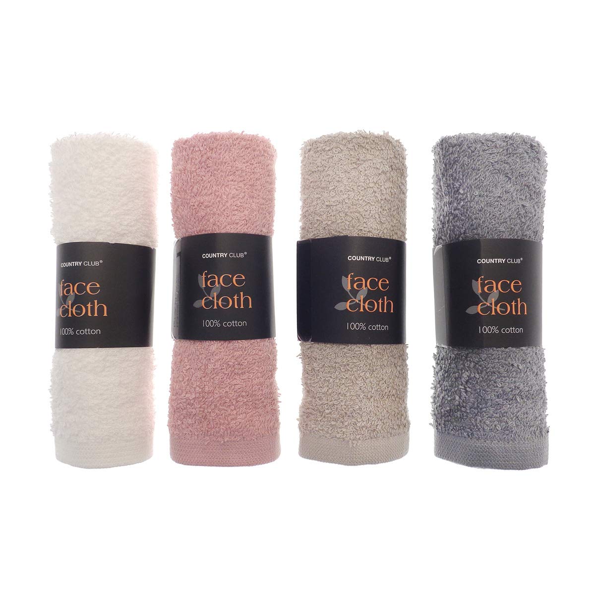 Country Club Set of 4 Super Soft Face Cloths - Cotton