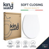 King Seat Slow Close Toilet Seat in White - Premium Italian Comfort