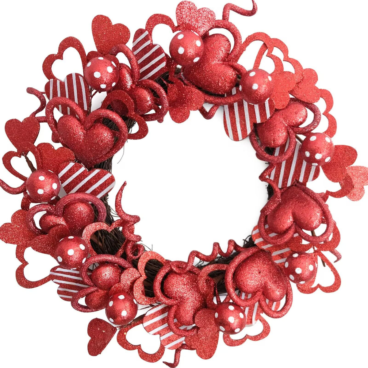 18-Inch Red Heart Wreath Front Door Decoration Valentine's Day / Christmas