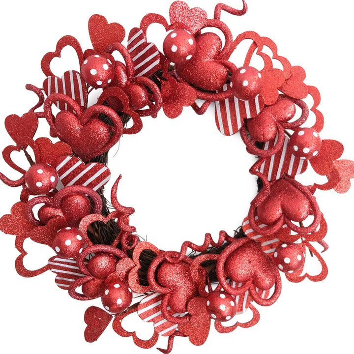18-Inch Red Heart Wreath Front Door Decoration Valentine's Day / Christmas