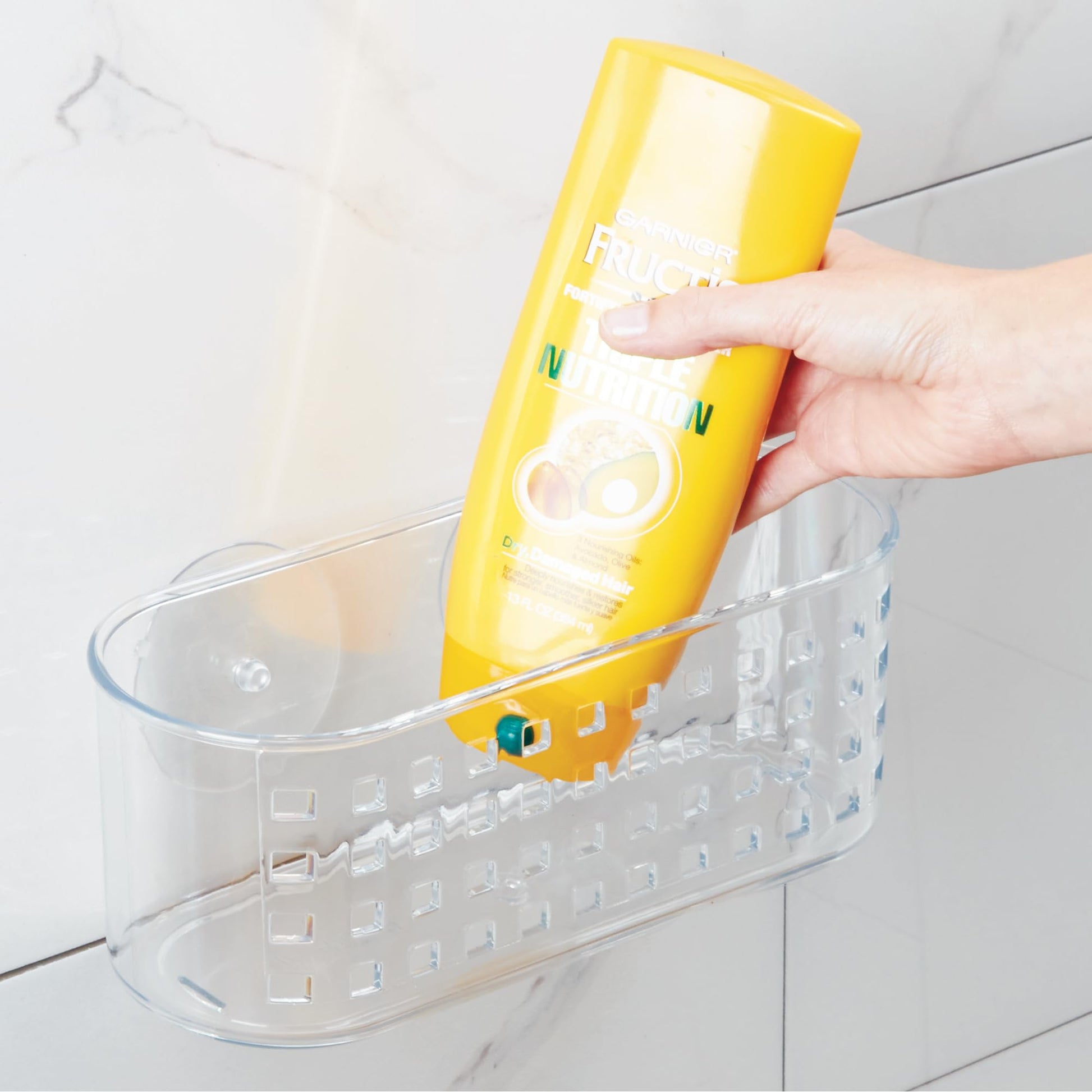 iDesign Shower Caddy Suction Cup Bathroom Storage Shelf - Transparent 