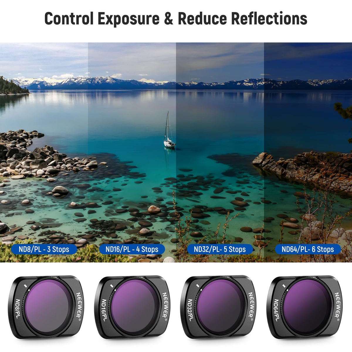 NEEWER 16 Pack Filter Set Compatible for DJI Osmo Pocket 3/4 ND CPL UV