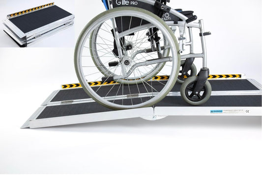 Strong Wheelchair Ramp 6ft / 183cm Multifold Access Ramp for Steps, Doorways, Homes Anti-slip Aluminium Disabled Access Ramp