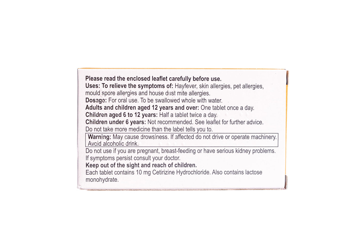 Relonchem Cetirizine 10mg Hayfever Allergy Relief 30 Tablets