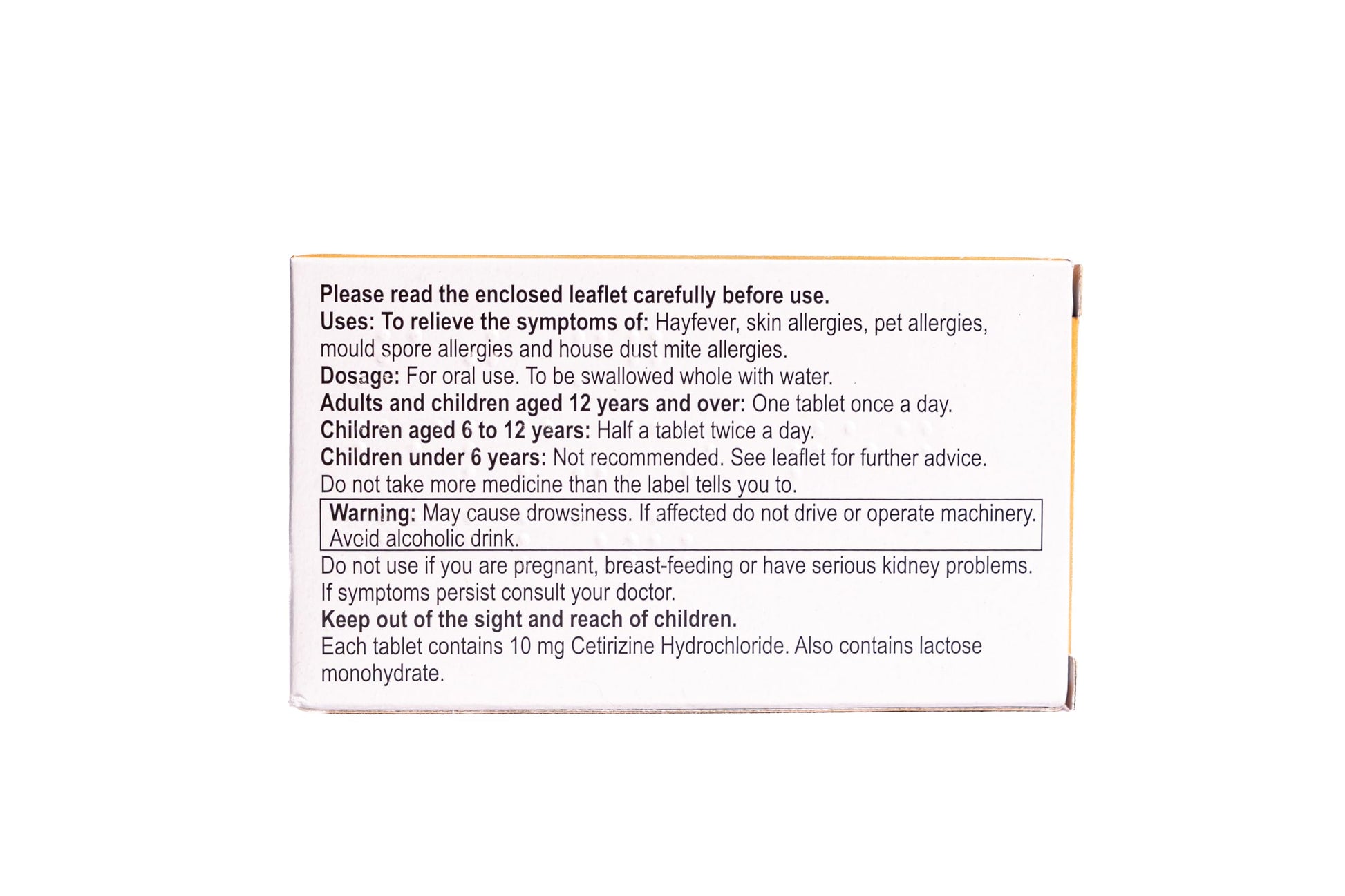 Relonchem Cetirizine 10mg Hayfever Allergy Relief 30 Tablets