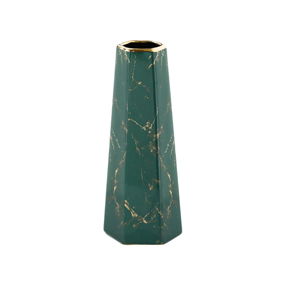 10inch Green Gold Marble Ceramic Flower Vase Home Decor