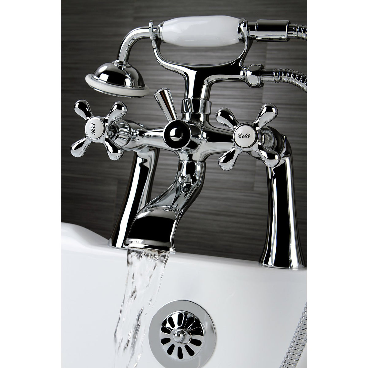 Kingston Brass KS268C Victorian Deck Mount Tub Shower Faucet in Polished Chrome