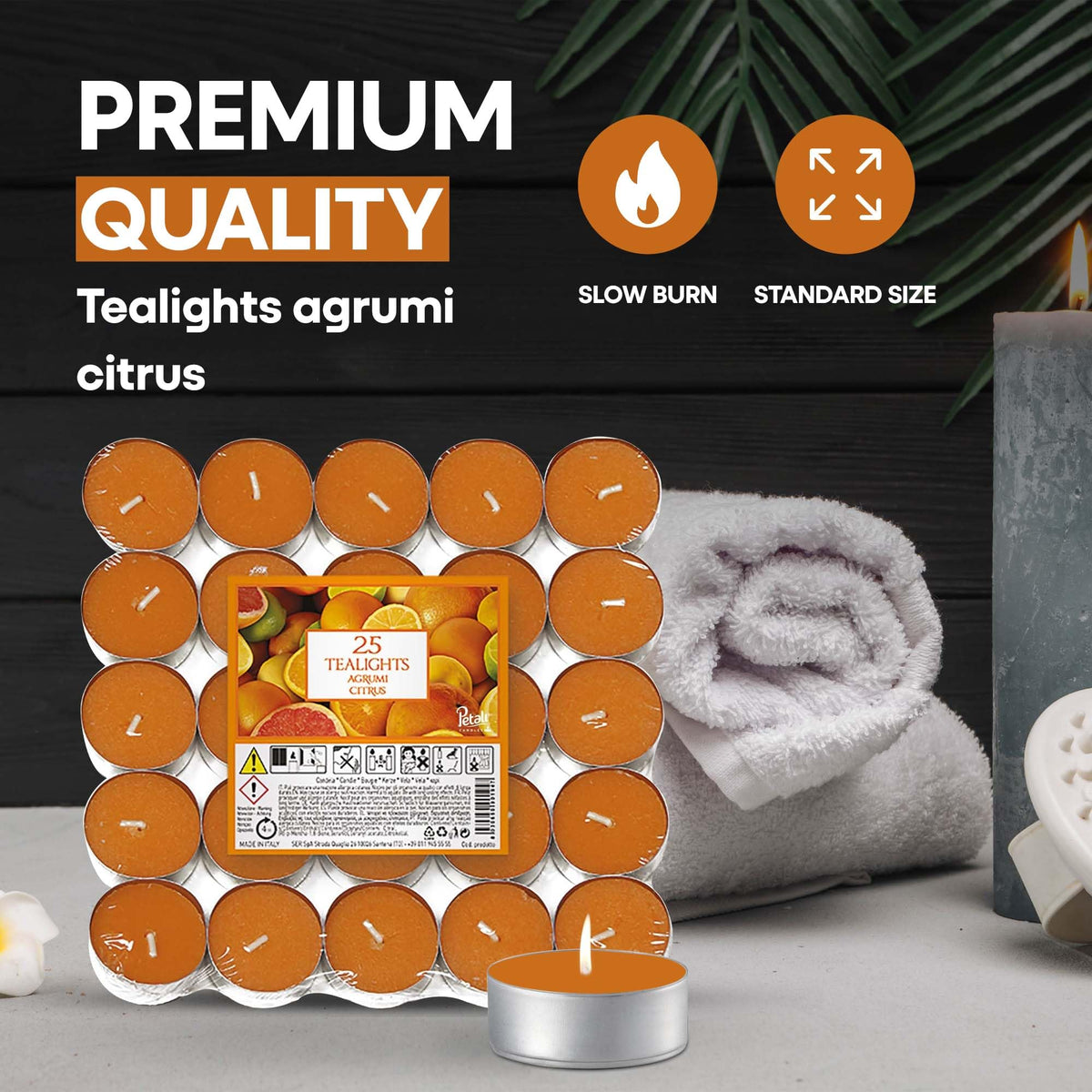 Price's Candles Petali Citrus Scented Tealights 25 Pack, 4-5 Hour Burn Time