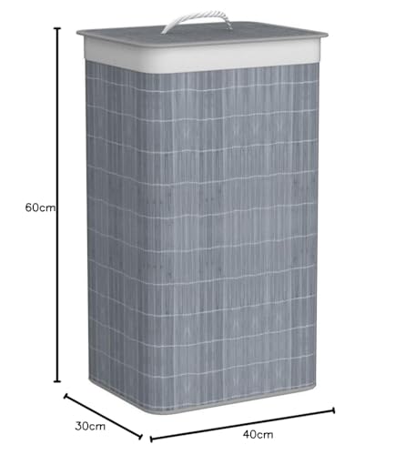 COUNTRY CLUB 124024870 Bamboo Grey Eco-Friendly Hamper Laundry Basket with
