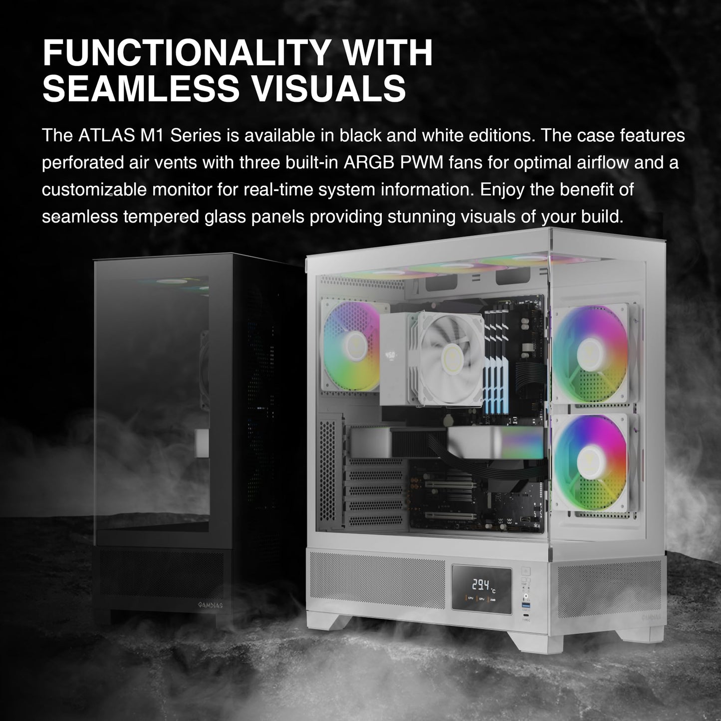 GAMDIAS ATLAS M1 WH Gaming ATX Mid Tower PC Case White
