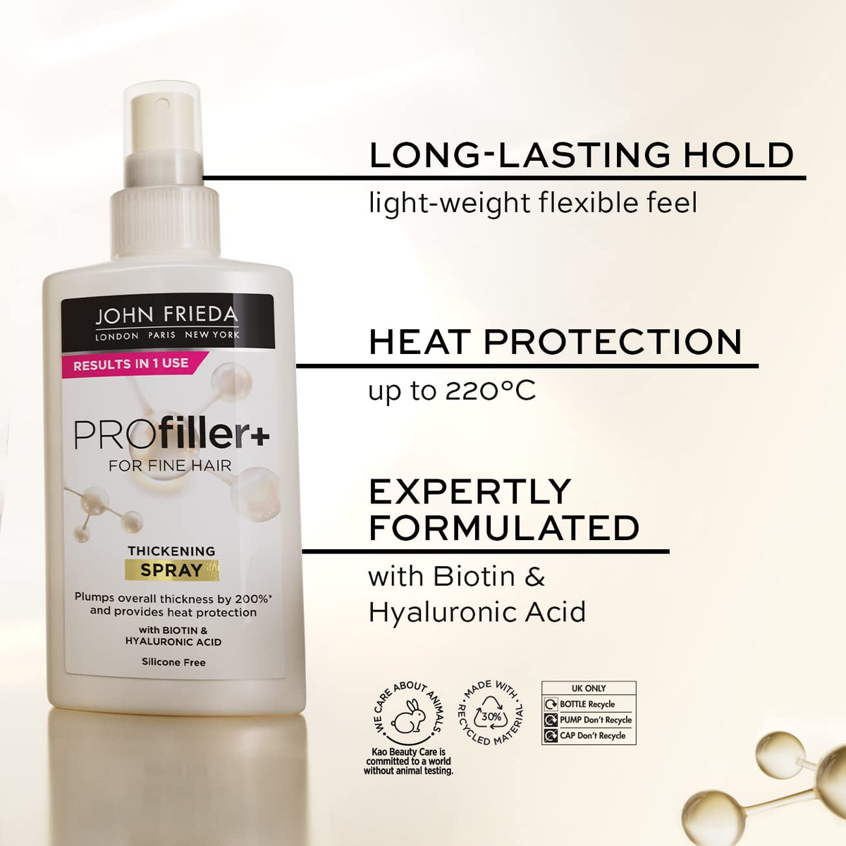 John Frieda PROfiller+ Thickening Spray 150ml - Heat Protection for Fine Hair