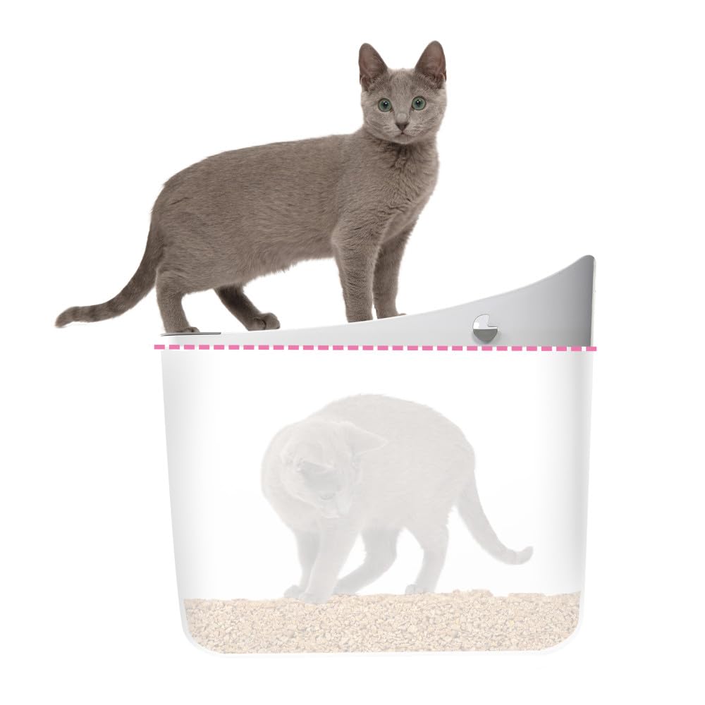 Catit Pixi Hooded Cat Litter Box - White Top Opening Tray for Indoor Cats