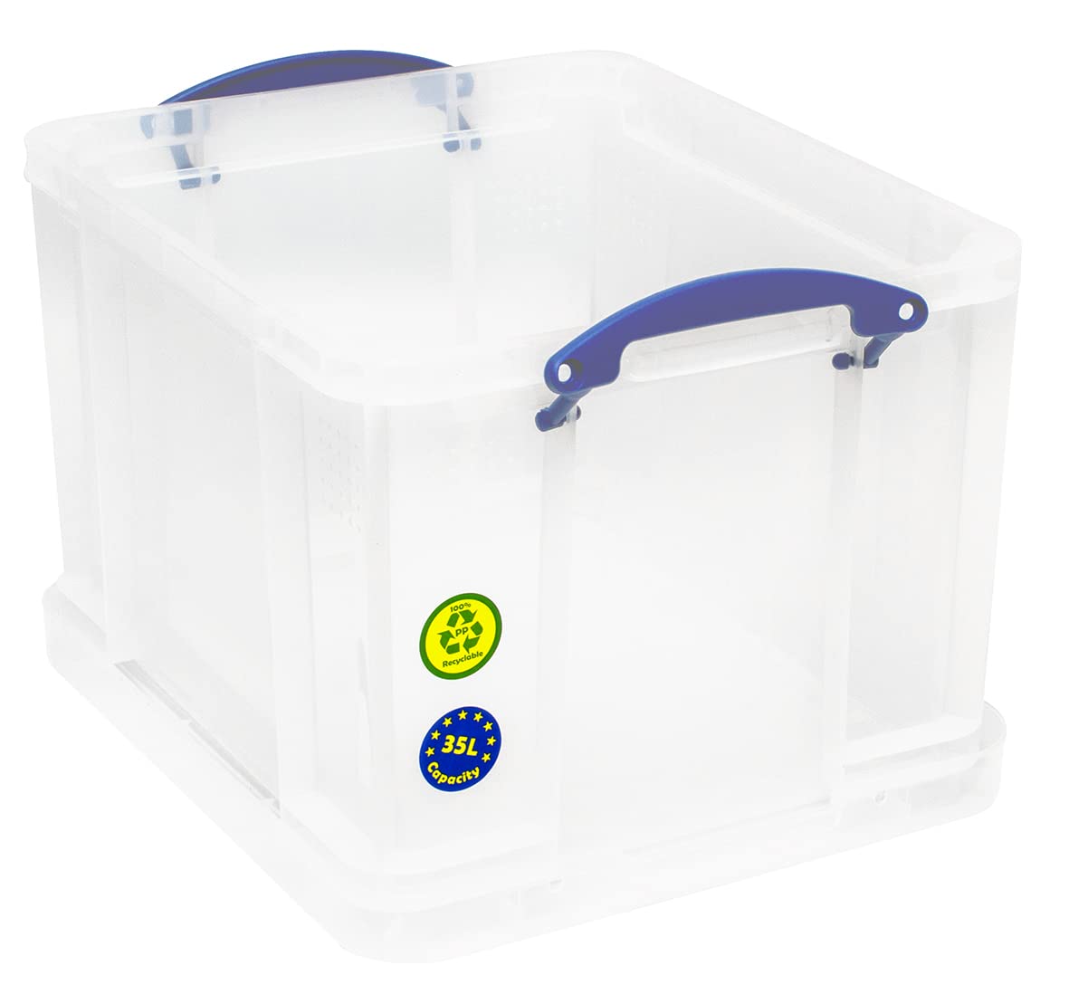 Really Useful Box 35L Clear Plastic Storage Box with Secure Lid