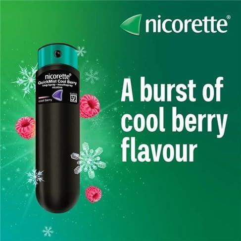 Nicorette QuickMist Cool Berry 2x150 Sprays x 2 Bundle, Stop Smoking Cessation Aid