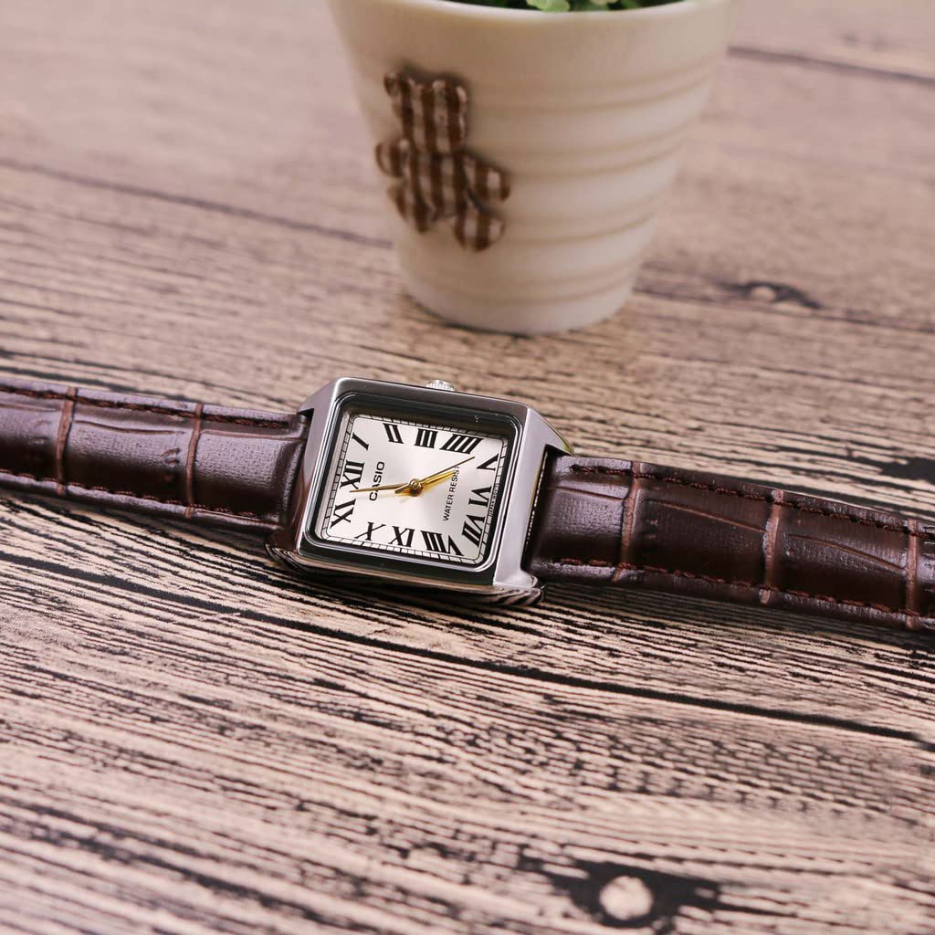 Casio Women's Watch LTP-V007L-9BUDF Gold Dial With Brown Leather Strap