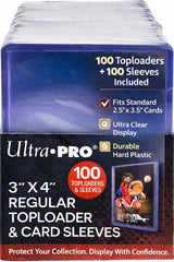 Ultra Pro 3" x 4" Top Loaders + Soft Sleeves 100 Pack