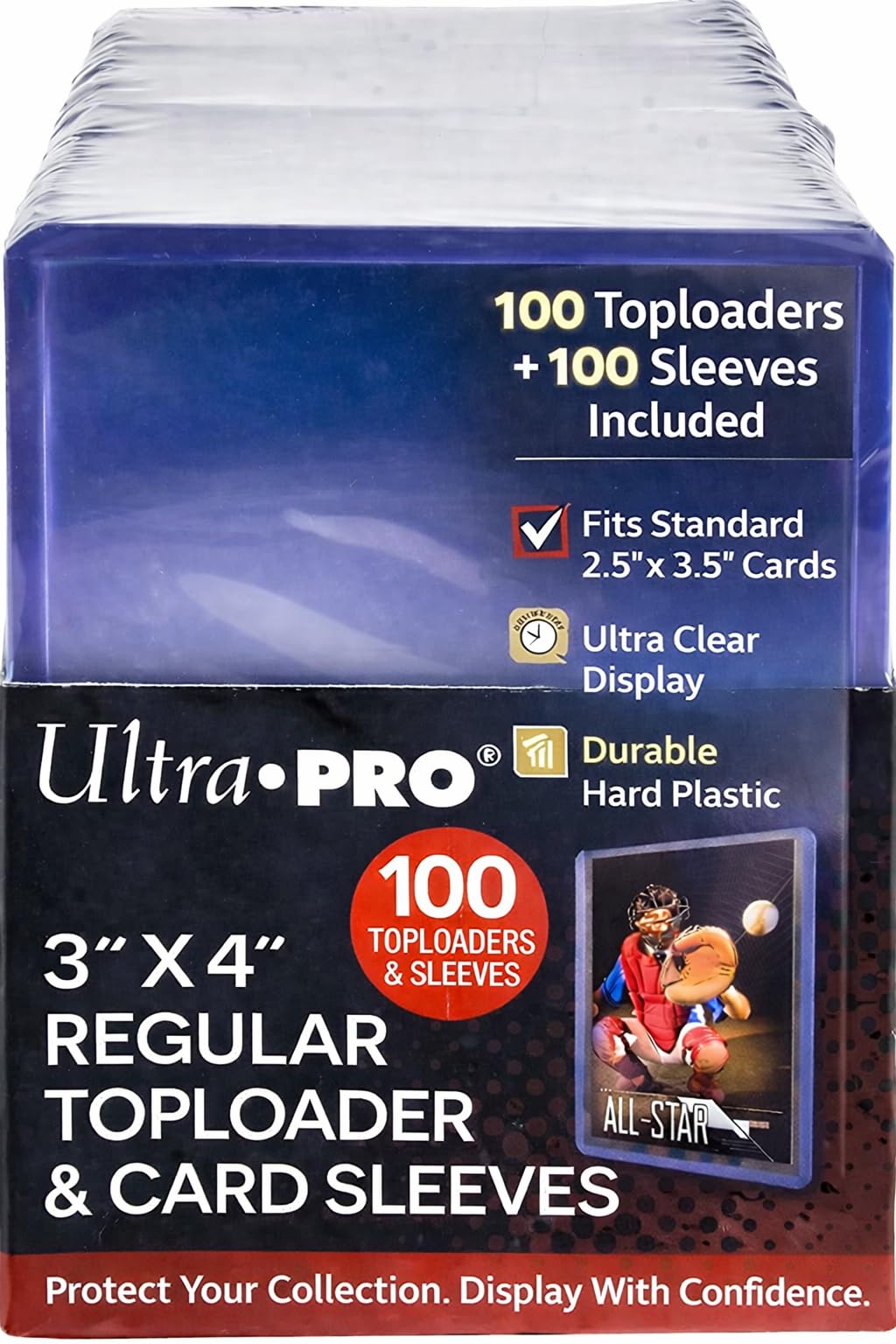 Ultra Pro 3" x 4" Top Loaders + Soft Sleeves 100 Pack