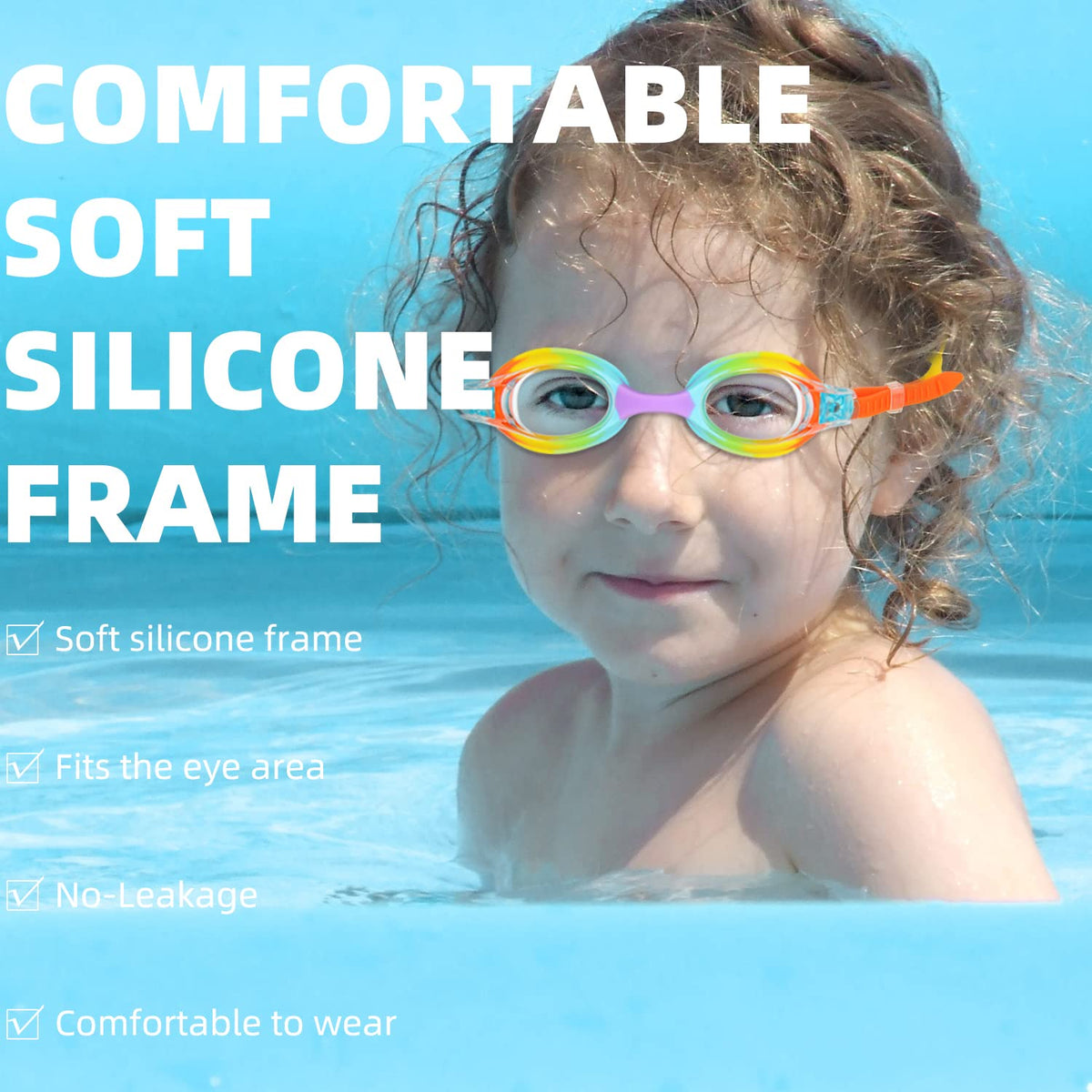 Kids Swimming Goggles, Anti-Fog UV Resist Leak Proof Swimming Goggles for Kids Boys Girls, Childrens Swimming Goggles Comfortable Food Grade Silicone (Age 3-14)