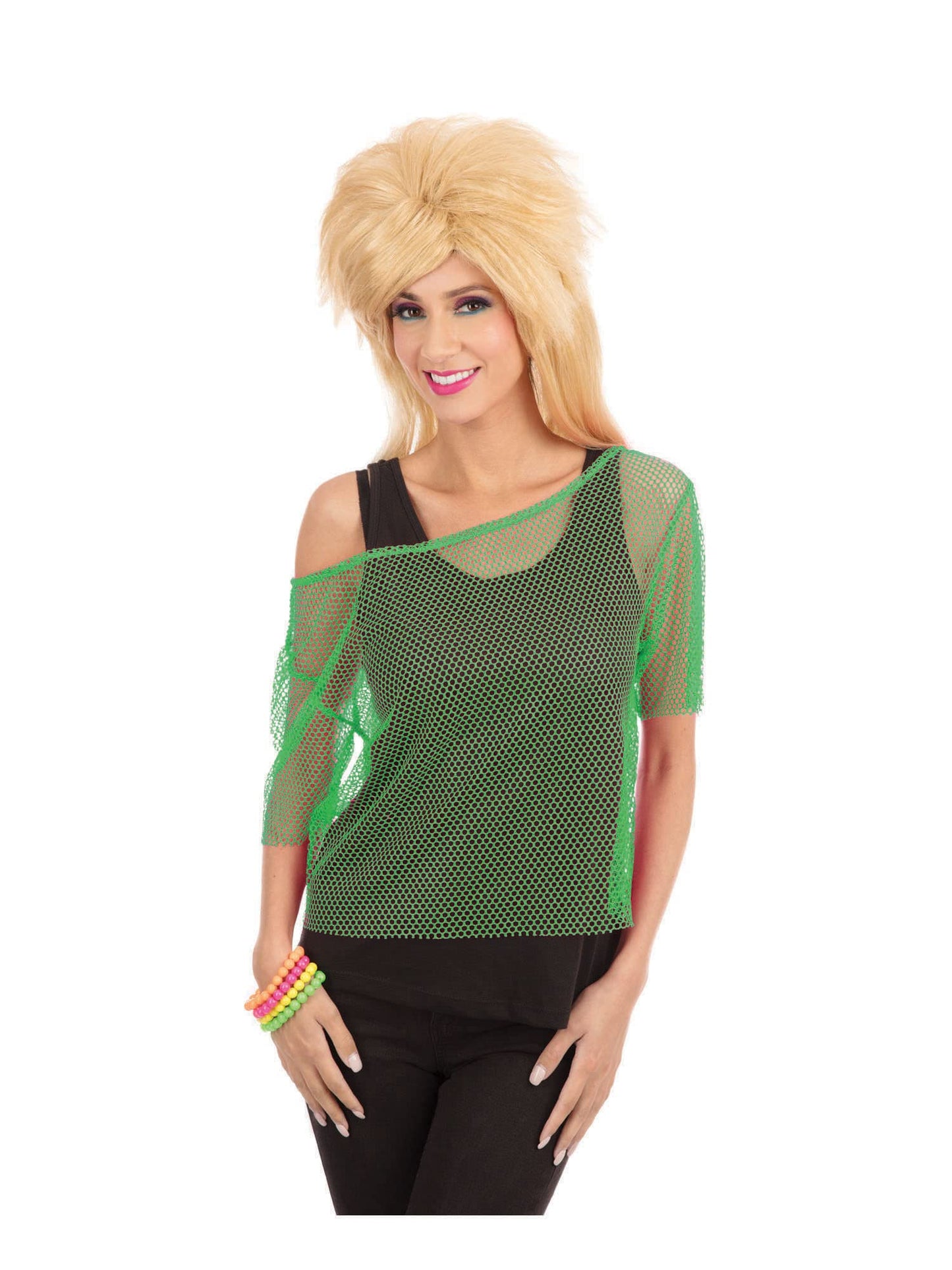 Bristol Novelty AF106 Green Mesh Top 80s Fancy Dress Costume