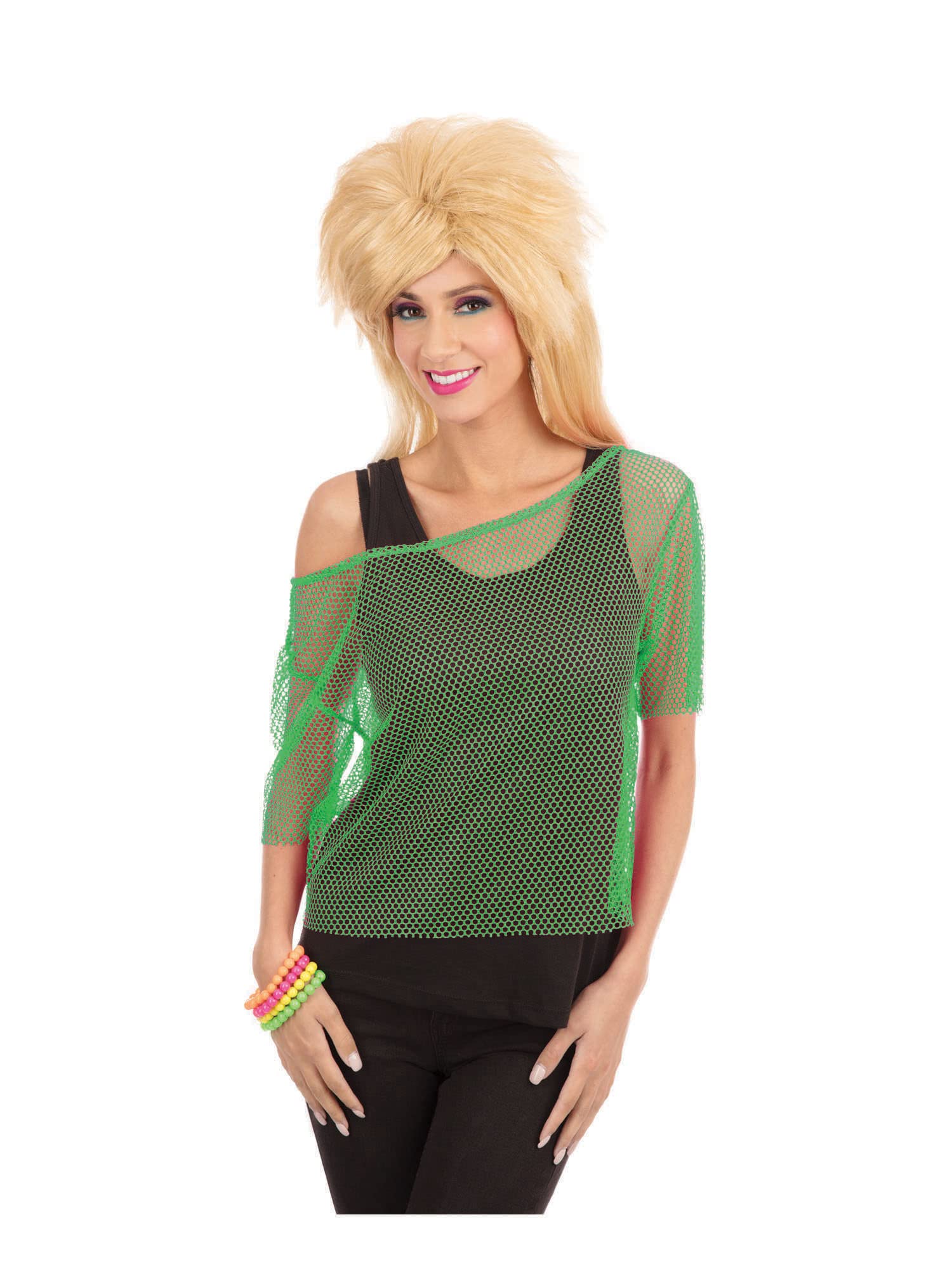Bristol Novelty AF106 Green Mesh Top 80s Fancy Dress Costume
