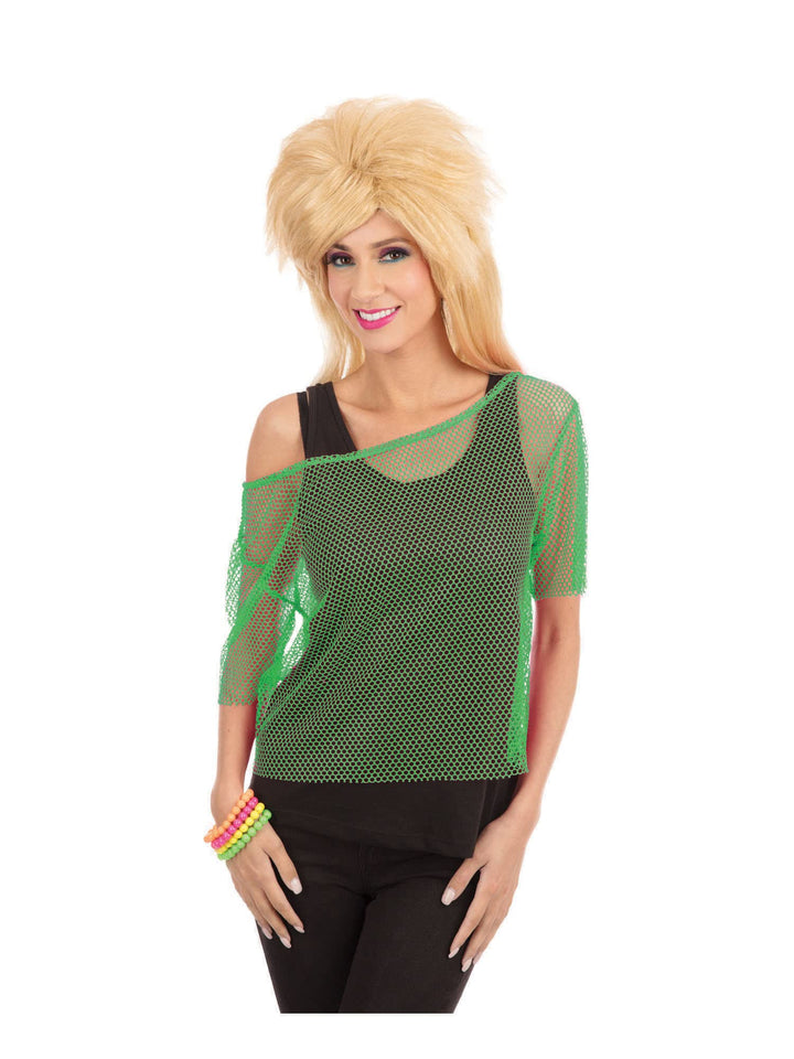 Bristol Novelty AF106 Green Mesh Top 80s Fancy Dress Costume