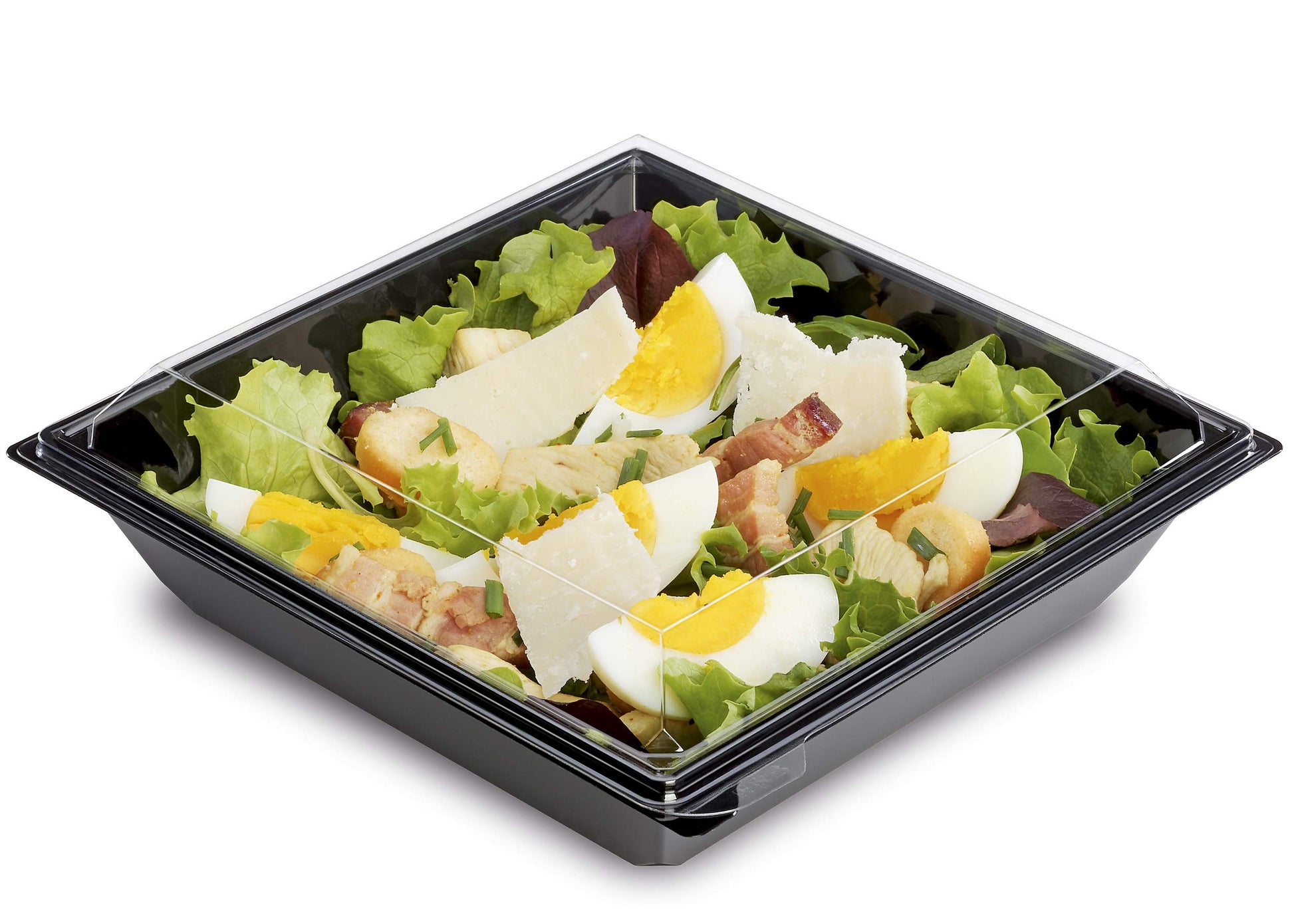 Guillin 240x Disposable Food Containers 850ml in Black + RPET Lids - Bulk Bundle
