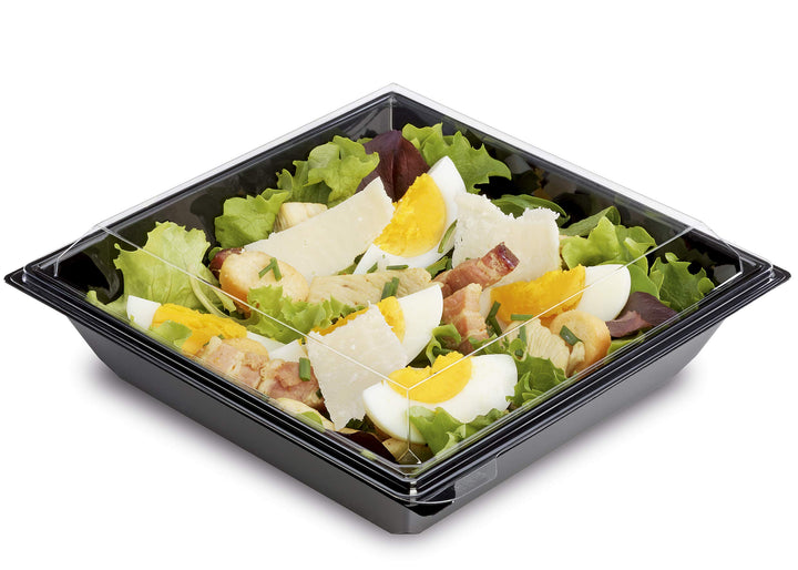 Guillin 240x Disposable Food Containers 850ml in Black + RPET Lids - Bulk Bundle