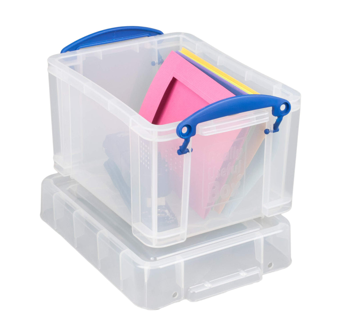 Really Useful Box 3 Litre 2 Pack Clear Plastic Storage Container with Clip Handles & Lid