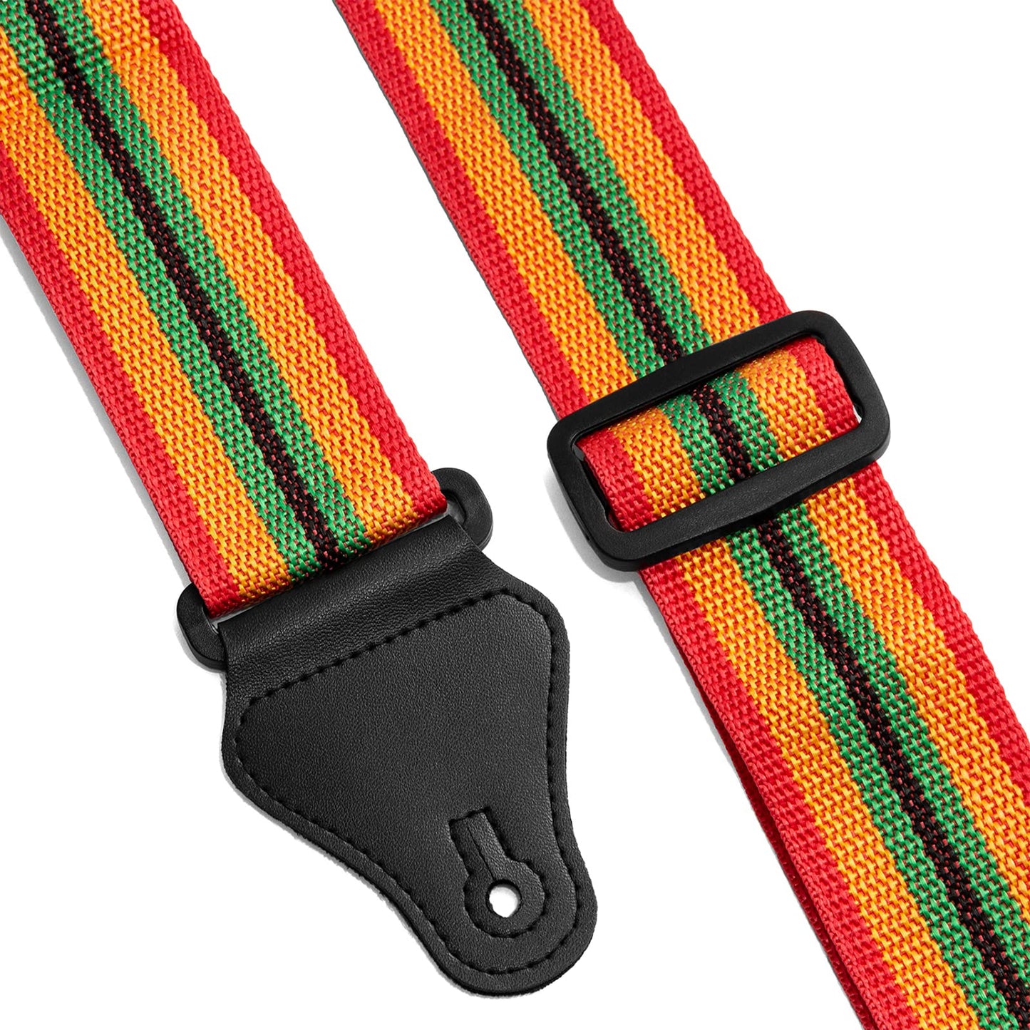 Tiger STPK2-RB Nylon Guitar Strap Reggae Design with 3 Pick Holders
