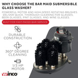 Bar Maid SS-100 5-Brush Submersible Electric Glass Washer for Catering/Restaurants/Pubs