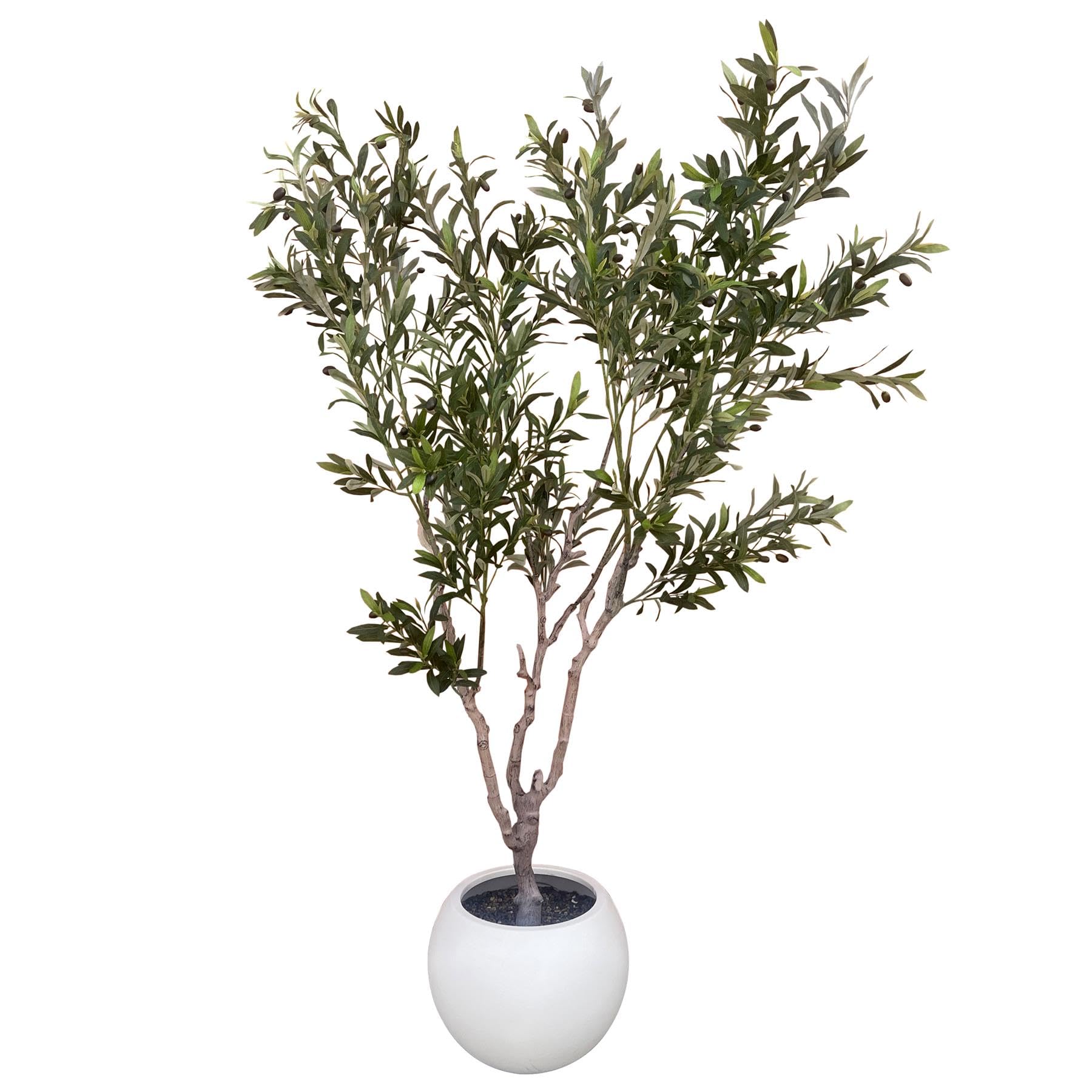 XL Artificial Olive Tree 200cm with Decorative Planter, Realistic Foliage Planter with White Pot