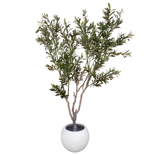 XL Artificial Olive Tree 200cm with Decorative Planter, Realistic Foliage Planter with White Pot